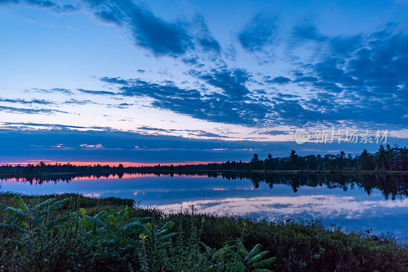 黄昏时的Muskoka Torrance Barrens Dark-Sky保护区，Gravenhurst，加拿大